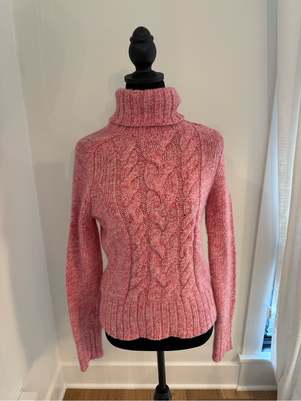 Express Pink Cable Knit Wool Cashmere Turtleneck Sweater Size M